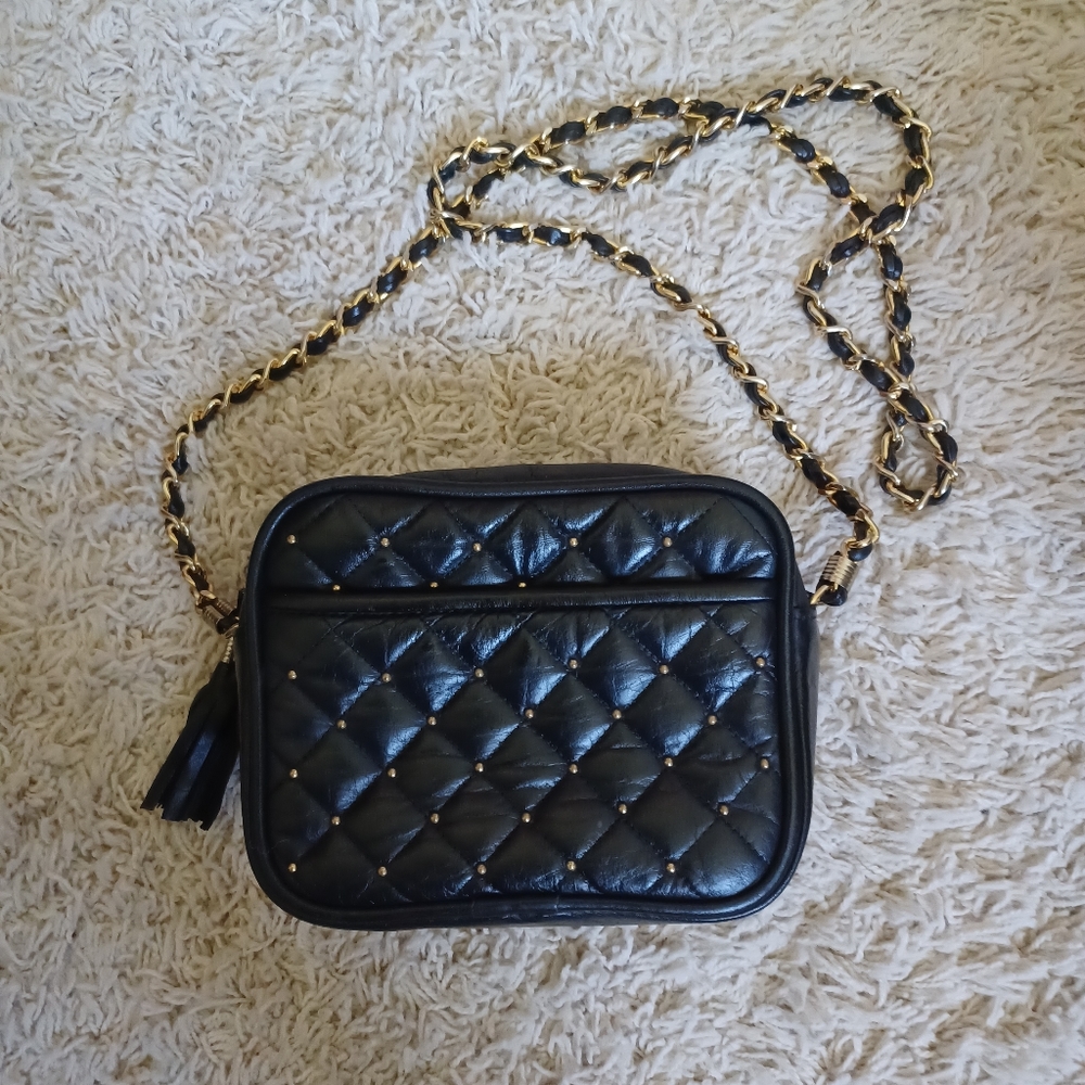 VINTAGE STUDDED MINI WITH BRAIDED CHAIN CROSSBODY BAG